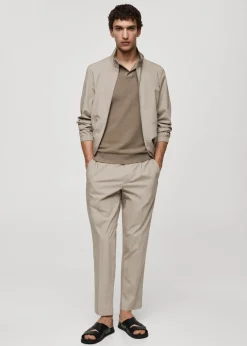 MANGO Spodnie*Spodnie lniane slim fit z lyocellu z zaszewkami