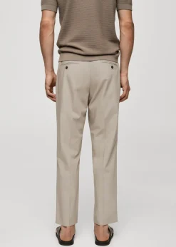 MANGO Spodnie*Spodnie lniane slim fit z lyocellu z zaszewkami