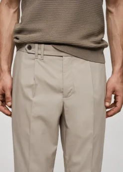 MANGO Spodnie*Spodnie lniane slim fit z lyocellu z zaszewkami