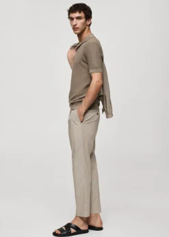 MANGO Spodnie*Spodnie lniane slim fit z lyocellu z zaszewkami