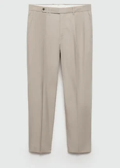 MANGO Spodnie*Spodnie lniane slim fit z lyocellu z zaszewkami