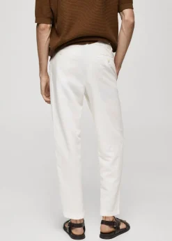 MANGO Spodnie*Spodnie lniane slim fit z troczkami