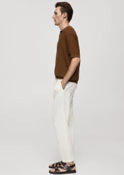 MANGO Spodnie*Spodnie lniane slim fit z troczkami