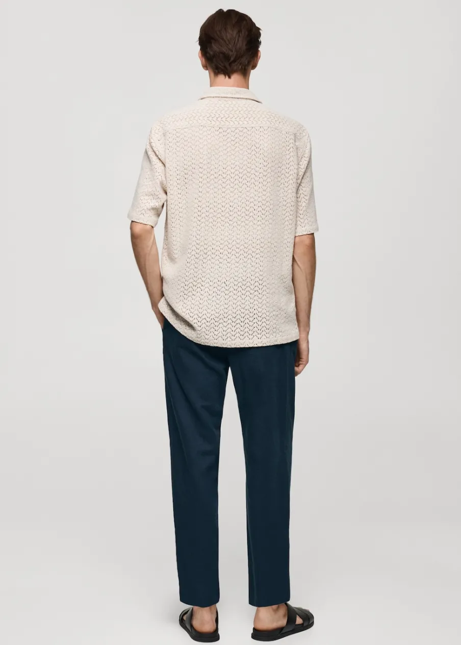 MANGO Spodnie*Spodnie lniane slim fit z troczkami