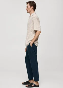 MANGO Spodnie*Spodnie lniane slim fit z troczkami