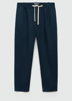 MANGO Spodnie*Spodnie lniane slim fit z troczkami