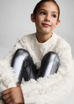 Dzieci MANGO Legginsy I Joggery*Spodnie o prostym kroju w metalicznym kolorze