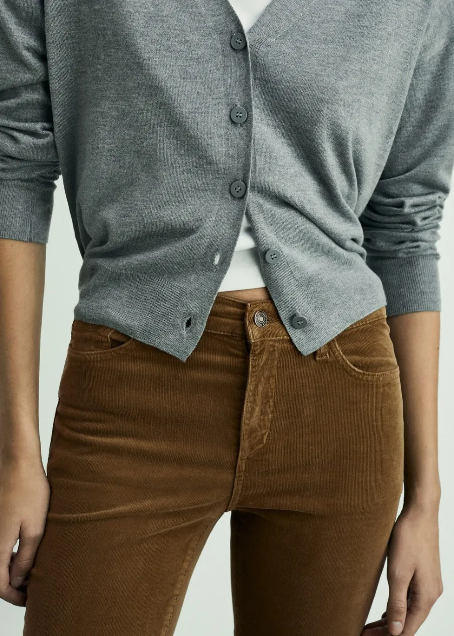 MANGO Dżinsy*Spodnie Sienna flare crop ze sztruksu