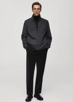 MANGO Spodnie*Spodnie sztruksowe straight fit z zakładkami