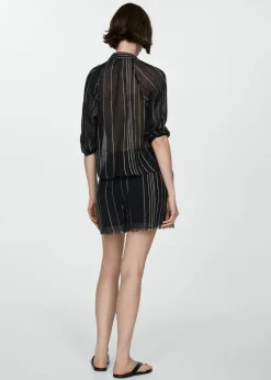 MANGO Krótkie Spodenki*Spodnie w paski z postrzępionym dołem