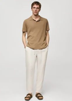 MANGO Spodnie*Spodnie z 100% lnu w paski ze sznurkiem