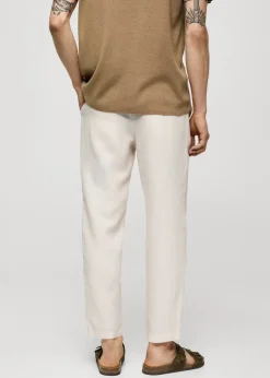 MANGO Spodnie*Spodnie z 100% lnu w paski ze sznurkiem