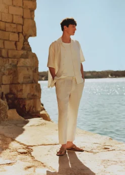 MANGO Spodnie*Spodnie z 100% lnu w paski ze sznurkiem