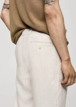 MANGO Spodnie*Spodnie z 100% lnu w paski ze sznurkiem