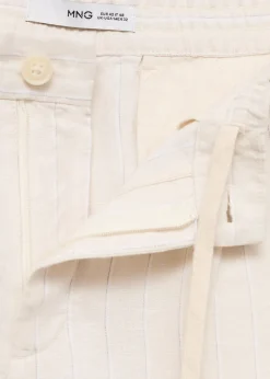 MANGO Spodnie*Spodnie z 100% lnu w paski ze sznurkiem