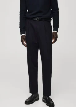 MANGO Spodnie*Spodnie z flaneli wełnianej z zakładkami