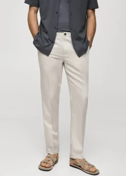 MANGO Spodnie*Spodnie z lnu i tencelu ze sznurkiem