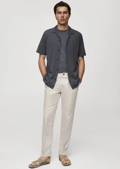 MANGO Spodnie*Spodnie z lnu i tencelu ze sznurkiem