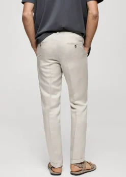 MANGO Spodnie*Spodnie z lnu i tencelu ze sznurkiem