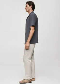 MANGO Spodnie*Spodnie z lnu i tencelu ze sznurkiem