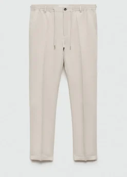 MANGO Spodnie*Spodnie z lnu i tencelu ze sznurkiem