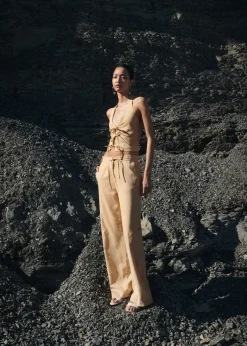 MANGO Dżinsy|Spodnie*Spodnie z lyocellu z troczkami