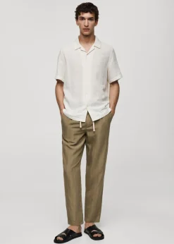 MANGO Spodnie*Spodnie z mieszanki lnu w paski ze sznurkiem