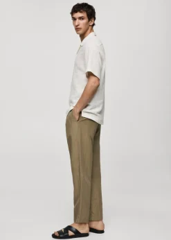 MANGO Spodnie*Spodnie z mieszanki lnu w paski ze sznurkiem