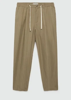 MANGO Spodnie*Spodnie z mieszanki lnu w paski ze sznurkiem