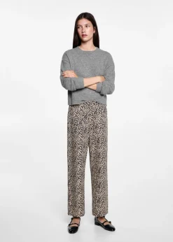 MANGO Dżinsy|Spodnie*Spodnie z prostymi nogawkami w lamparcie cętki