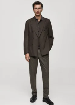 MANGO Spodnie*Spodnie z wełny dziewiczej w drobną pepitkę