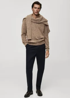 MANGO Spodnie*Spodnie z zakładkami z bawełnianego diagonalu