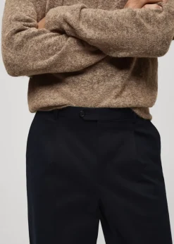 MANGO Spodnie*Spodnie z zakładkami z bawełnianego diagonalu