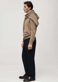 MANGO Spodnie*Spodnie z zakładkami z bawełnianego diagonalu