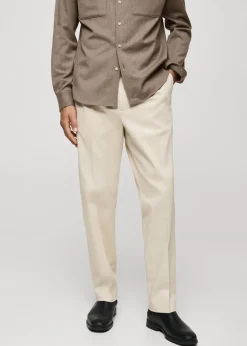 MANGO Spodnie*Spodnie z zakładkami z bawełnianego diagonalu