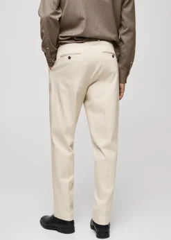 MANGO Spodnie*Spodnie z zakładkami z bawełnianego diagonalu