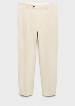 MANGO Spodnie*Spodnie z zakładkami z bawełnianego diagonalu