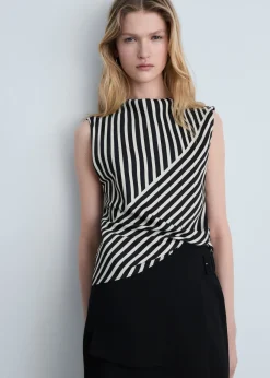 MANGO Koszule I Bluzki*Striped perkins collar blouse