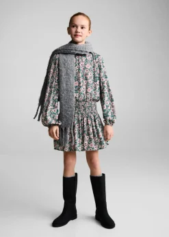 Dzieci MANGO Sukienki I Kombinezony*Sukienka w kwiaty z ozdobnym marszczeniem