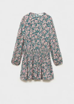 Dzieci MANGO Sukienki I Kombinezony*Sukienka w kwiaty z ozdobnym marszczeniem