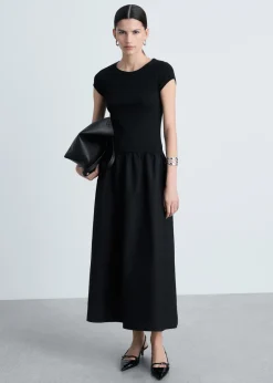 MANGO Sukienki I Kombinezony*Sukienka z łączonych materiałów o rozszerzanym kroju