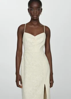 MANGO Sukienki I Kombinezony*Sukienka z haftem i rozcięciem z boku