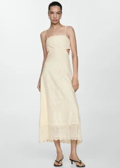 MANGO Sukienki I Kombinezony*Sukienka z haftem i wycięciami po bokach