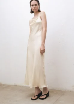 MANGO Sukienki I Kombinezony*Sukienka z jedwabiu morwowego z drapowanym dekoltem