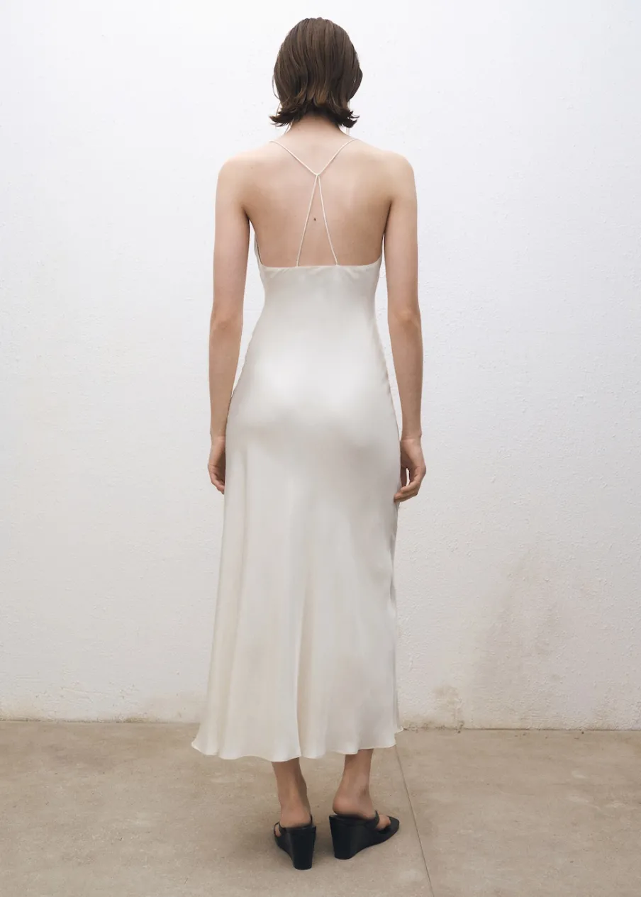 MANGO Sukienki I Kombinezony*Sukienka z jedwabiu morwowego z drapowanym dekoltem