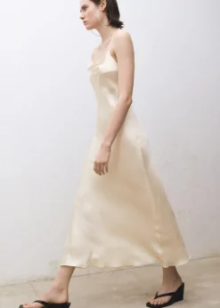 MANGO Sukienki I Kombinezony*Sukienka z jedwabiu morwowego z drapowanym dekoltem