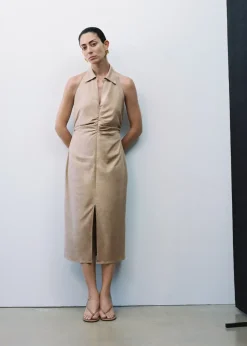 MANGO Sukienki I Kombinezony*Sukienka z kołnierzykiem polo i rozcięciem