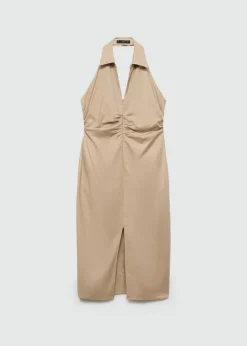 MANGO Sukienki I Kombinezony*Sukienka z kołnierzykiem polo i rozcięciem