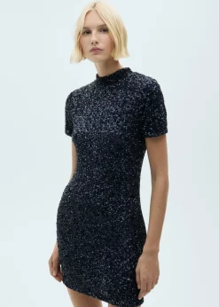 MANGO Sukienki I Kombinezony*Sukienka z krótkim rękawem i cekinami
