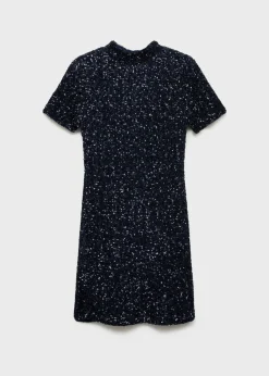MANGO Sukienki I Kombinezony*Sukienka z krótkim rękawem i cekinami